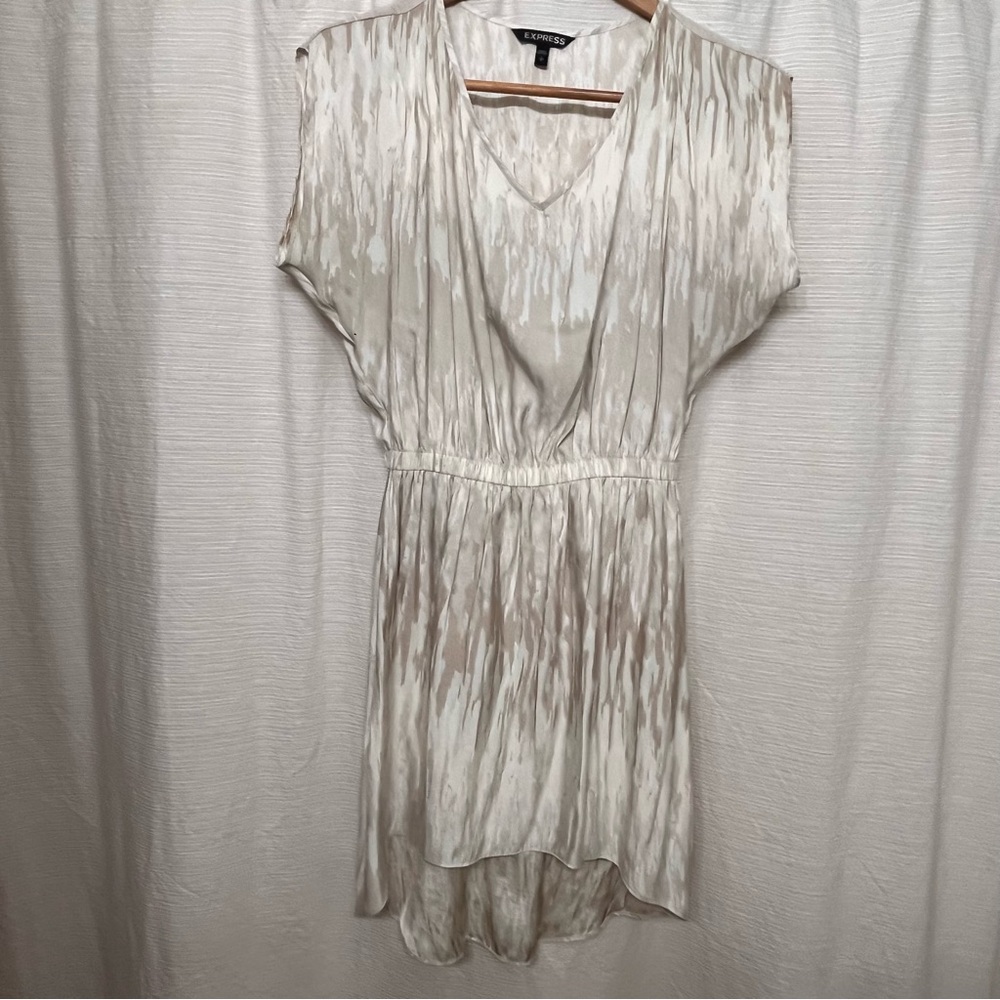 Express Cream and Tan High Low Dress